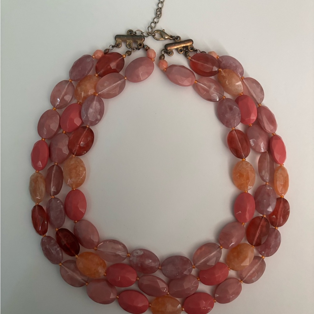 Elegant Pink and Orange Beaded Necklace
